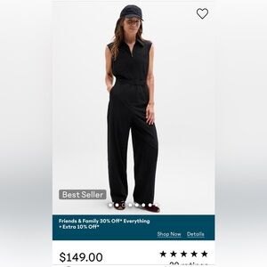 Athleta Navy Wide-Leg High-Waist Jumpsuit Pants